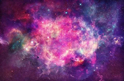 Artistic Abstract Multicolored Smooth Glowing Nebula Galaxy Artwork Stock Illustration
