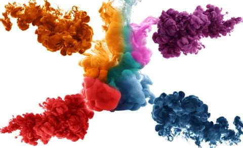 Artistic Abstract Multicolored Splash Of Paint Of Ink In Water Background Stock Illustration