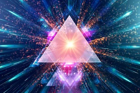 Artistic Abstract Multicolored Triangles Artwork On A Multicolored Beams Of L Stock Illustration