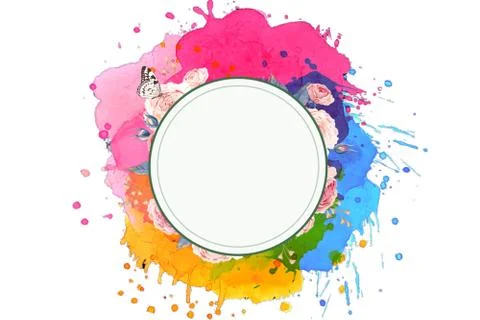 Artistic Abstract Multicolored Unique Set Of Colors With A Glowing Circle In  Stock Illustration
