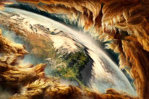 Artistic Abstract Smooth Artwork Surrounding An Earth Horizon Background Stock Illustration