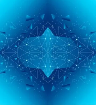 Artistic Abstract Unique Geometric Shape On A Blue, Cyan Background Stock Illustration
