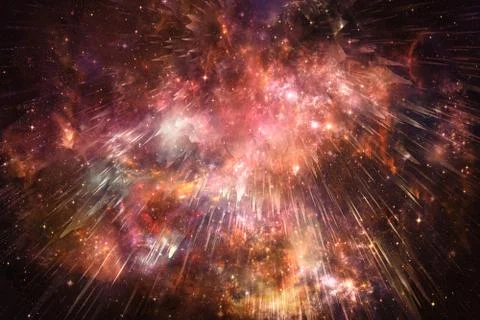Artistic Abstract Unique Multicolored Smooth Nebula Galaxy In Deep Space Back Stock Illustration