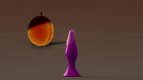 Artistic Anal Butt Plug Sexual Lube Ejaculation Animation. Peach slowly Stock Footage 252889307