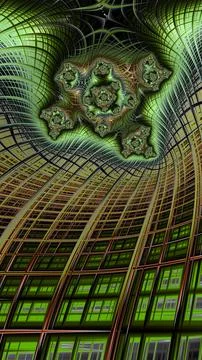 Artistic and imaginative digitally designed abstract 3D fractal background Stock Illustration