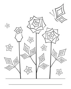 Artistic angular flower line art card イラスト素材