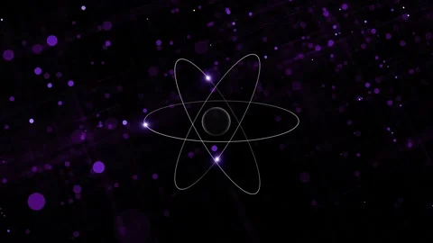 Artistic atom animation with electrons loop background Stock Footage 341833293