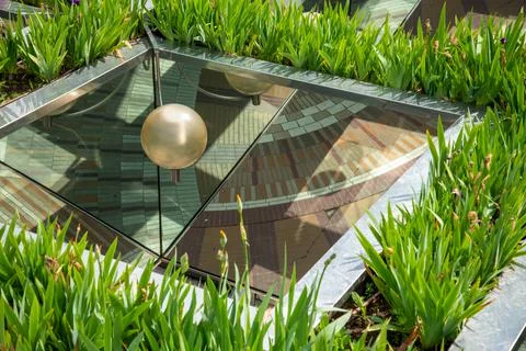 Artistic atrium of a pedestrian underpath in La Defense district in Paris 스톡 사진