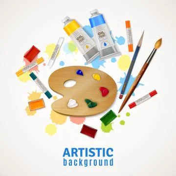 Artistic Background With Palette And Paints Stock Illustration