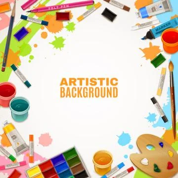 Artistic Background With Tools For Paintings Stock Illustration