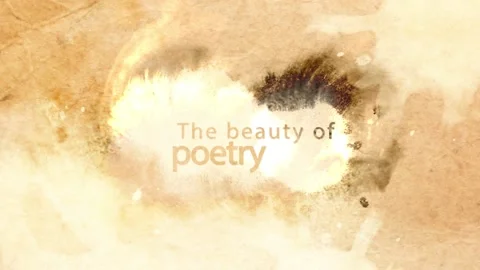 Artistic black ink, old yellow paper, beauty of poetry, animated backdrop Stock Footage
