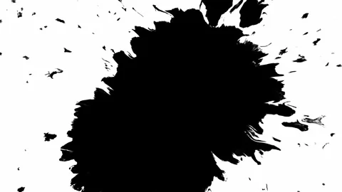 An Artistic Black Ink Splash Effect on a Crisp White Background for Creative Stock Footage 303703257