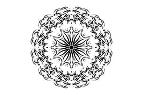 Artistic Black White Mandala Central Circle Creature Design Stockillustratie