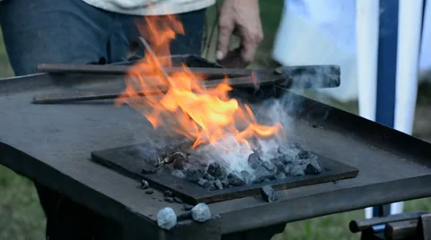 Artistic blacksmith and the fire Stock Footage 28738801