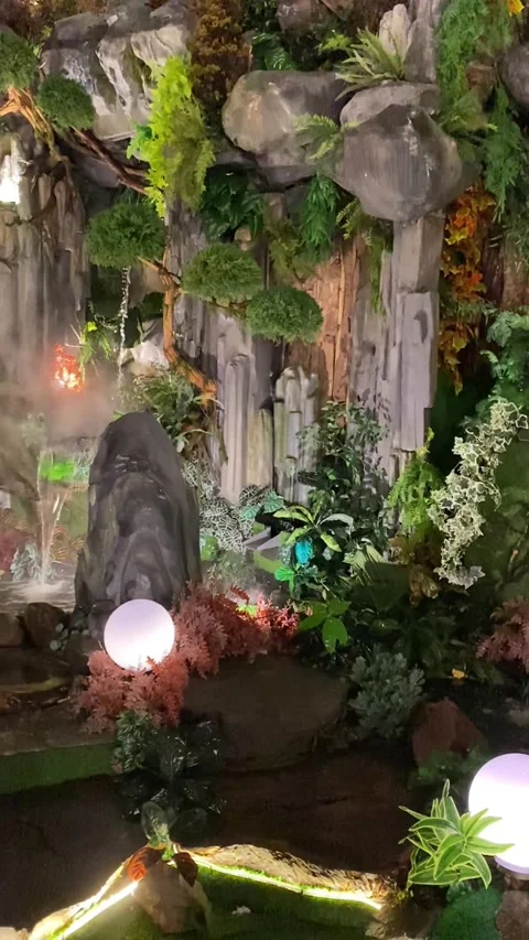 Artistic Blinking Wall Garden, Vertical Footage Stock Footage 328208234