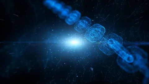 Artistic blockchain chain in digital space Stock Footage 119795336