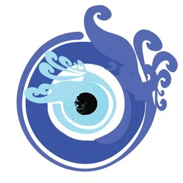 Artistic blue evil eye vector - greek evil eye illustration Illustrazione stock