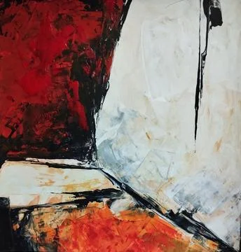 Artistic bold composition surreal element contemporary abstract painting Stock Illustration