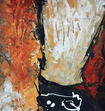 Artistic bold composition surreal element contemporary abstract painting Stock Illustration