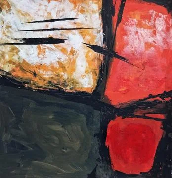 Artistic bold composition surreal element contemporary abstract painting Stock Illustration