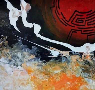 Artistic bold composition surreal element contemporary abstract painting Stock Illustration