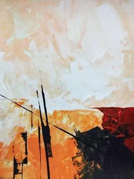 Artistic bold composition surreal element contemporary abstract painting Stock Illustration