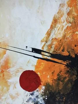 Artistic bold composition surreal element contemporary abstract painting Stock Illustration