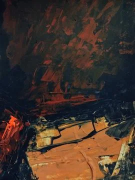 Artistic bold composition surreal element contemporary abstract painting Stock Illustration