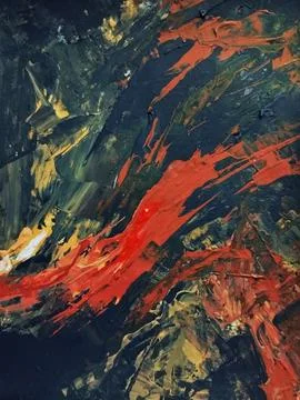 Artistic bold composition surreal element contemporary abstract painting Stock Illustration