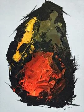 Artistic bold composition surreal element contemporary abstract painting Stock Illustration