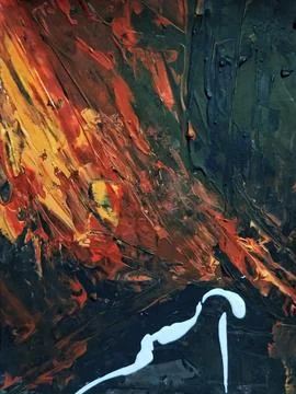 Artistic bold composition surreal element contemporary abstract painting Stock Illustration