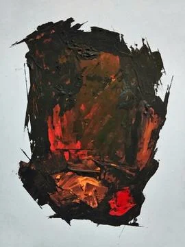 Artistic bold composition surreal element contemporary abstract painting Stock Illustration