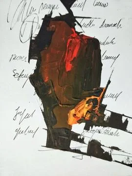 Artistic bold composition surreal element contemporary abstract painting Stock Illustration