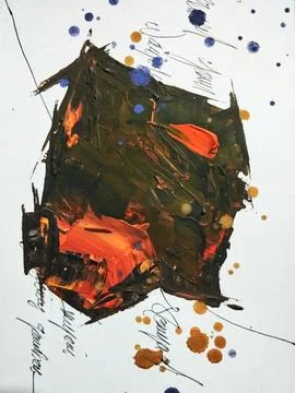 Artistic bold composition surreal element contemporary abstract painting Stock Illustration