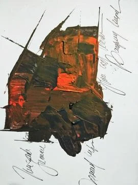 Artistic bold composition surreal element contemporary abstract painting Stock Illustration