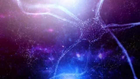 Artistic brain neuron cell in colored AI cyberspace Stock Footage 323963892