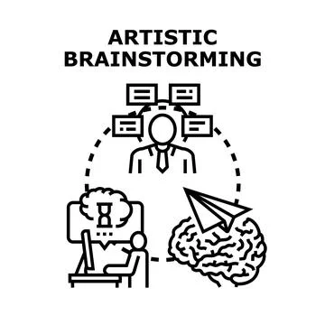 Artistic brainstorming process creating new business ideas Stock Illustration