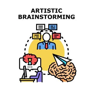 Artistic brainstorming process creating new business ideas Stock Illustration