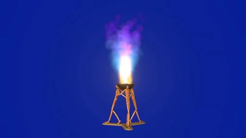 Artistic brazier with flames and colored fumes Stock Footage 116714060