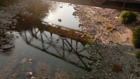 Artistic Bridge Reflection Drone Shot 動画素材 141290638