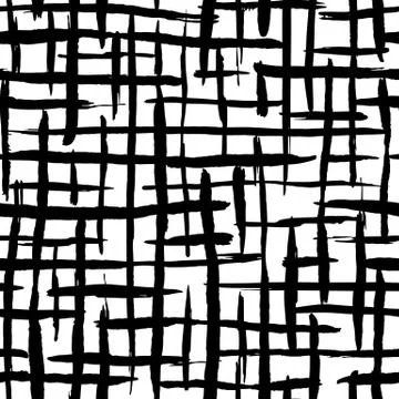 Artistic brush stripes seamless pattern. Hand drawn black ink stripe backdrop Stock Illustration