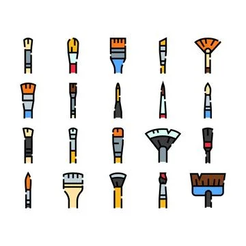 Artistic brush tool set for painting and decorating projects Stock Illustration