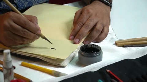 Artistic Calligraphy in Progress Stock Footage 315786836