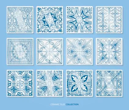 Artistic ceramic tiles vector set Stock-Illustration