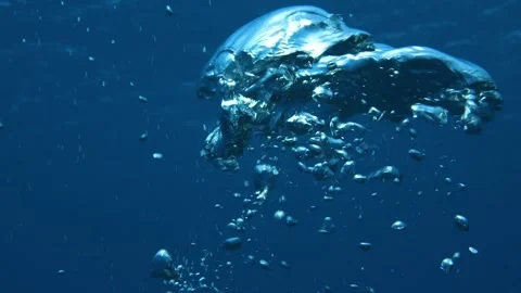 Artistic Close-up of Scuba Bubbles Rising to Ocean Surface Stock Footage 332731815