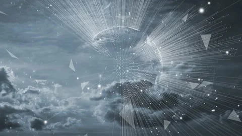 Artistic cloudscape with cyberspace earth Stock Footage 132460269