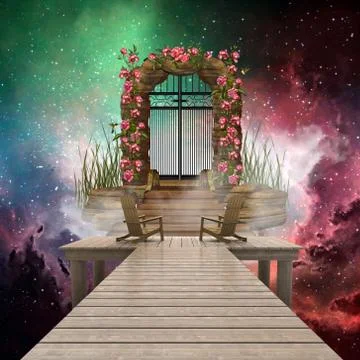 Artistic Colorful 3d Rendering Computer Generated Illustration Of A Heaven Ga Stock Illustration