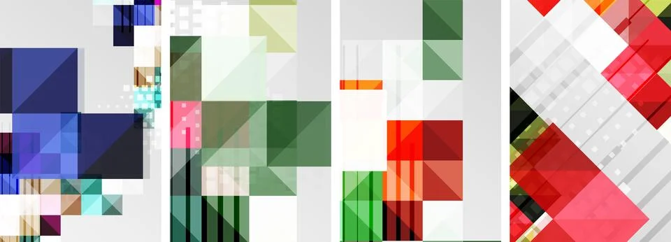 Artistic composition of four colorful rectangles on a blank canvas イラスト素材