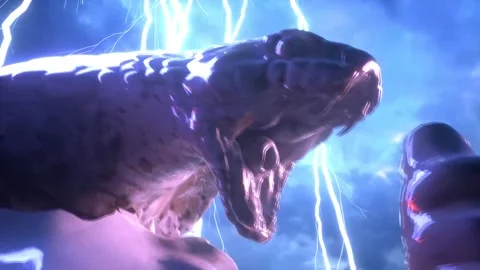 Artistic composition statue of Apollo with the head of a snake Stock Footage 292230320