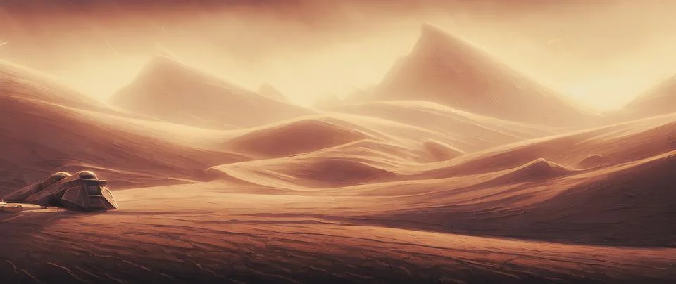 Artistic concept painting of a beautiful sci-fi landscape Stock Illustration